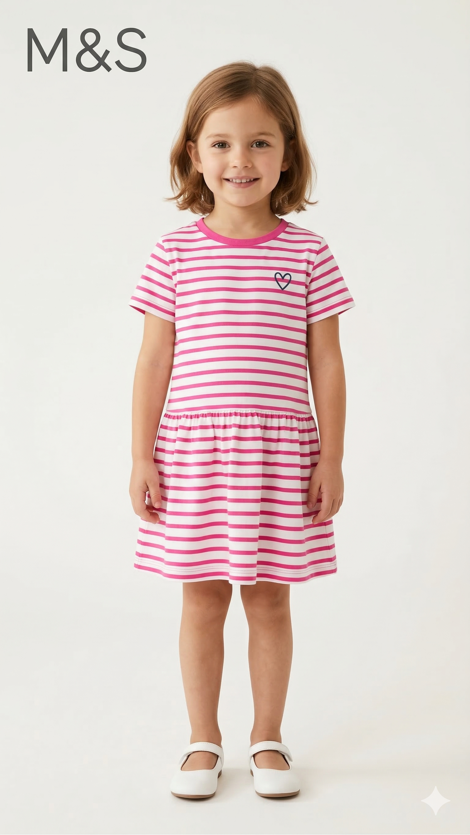 white with pink lines frocks    BG-000490