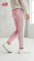 Pink Legging with side Silver Strips (BG-000516)