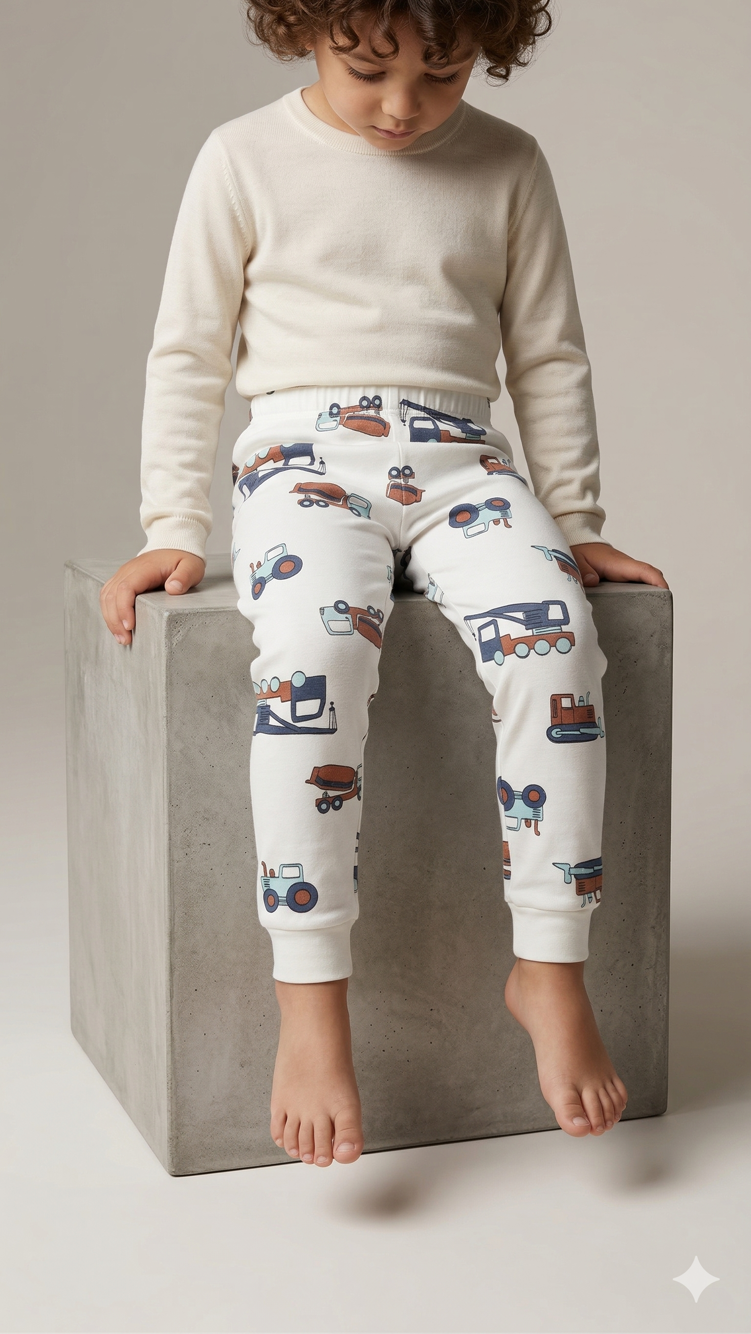 White Trouser with Machionary Print (BG-000509)
