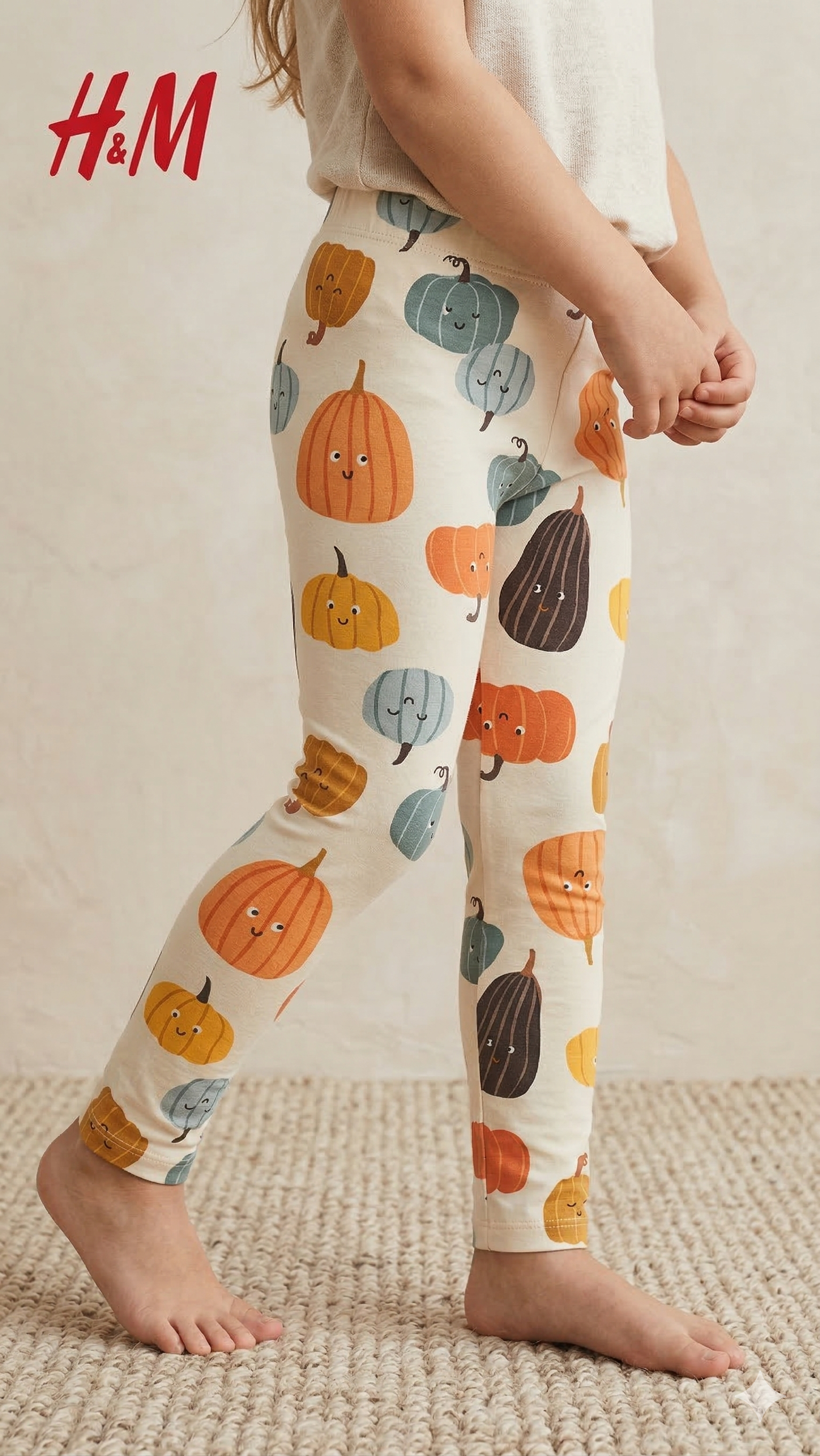 Playful Pumpkin Print Leggings (BG-000521)