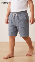 Blue-Grey Textured Shorts Boys (BG-000683)