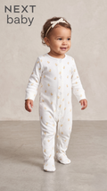 White Baby Chick Print Footed Romper (BG-000668)