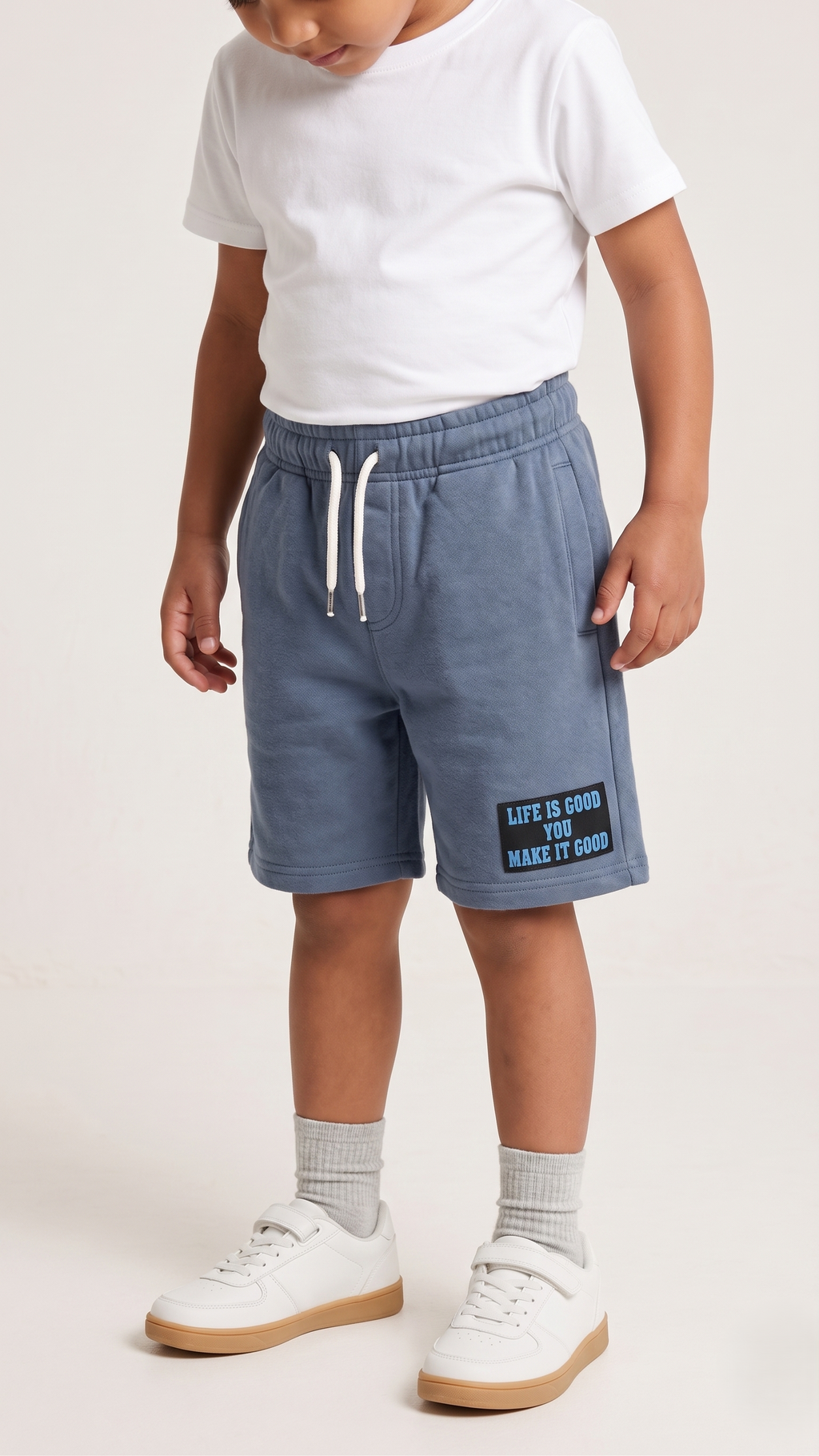 Boys Blue Terry Stuff Graphic Shorts Casual Summer Wear Soft Fabric (BG-000543)