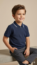dark blue polo knitted   BG-000473
