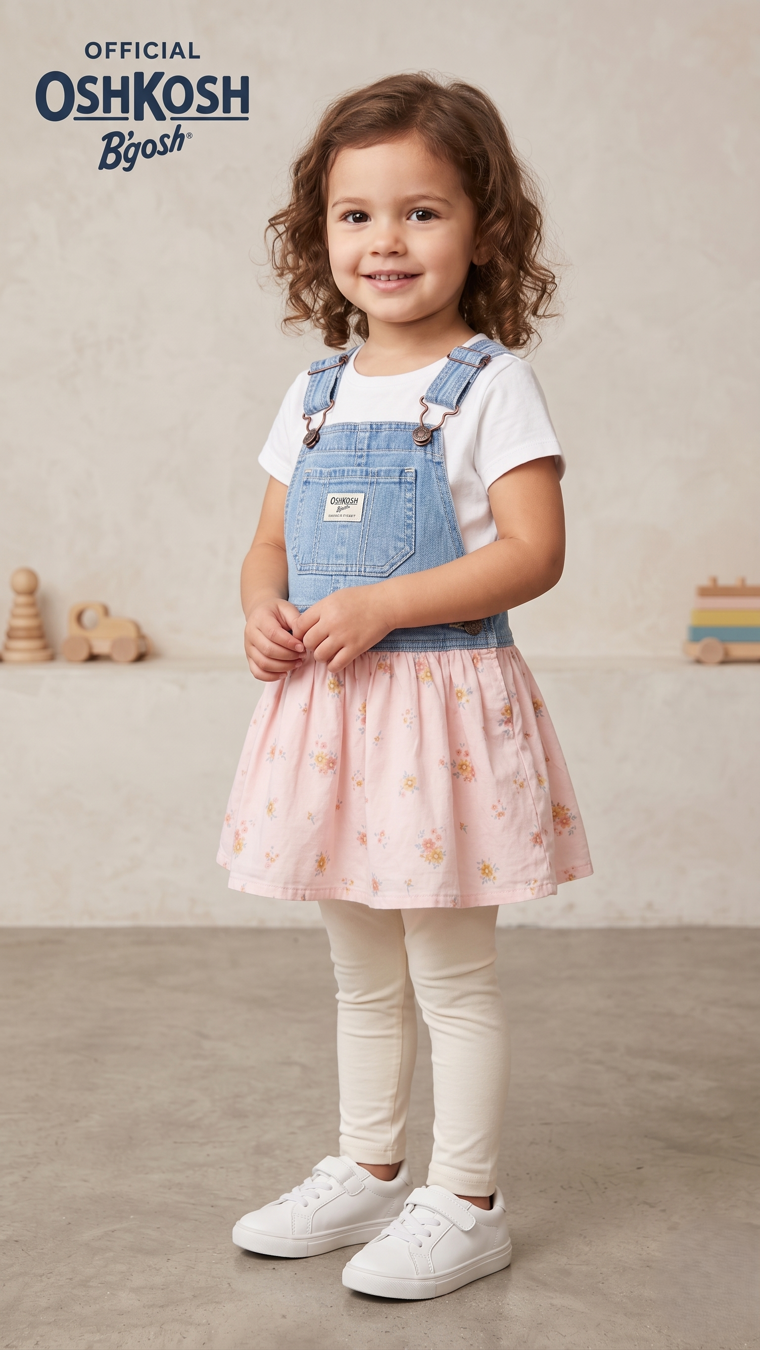 OshKosh Denim & Pink Floral Dungaree Dress (BG-000574)