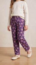 Purple Ditsy Floral Girls' Wide-Leg Trouser (BG-000618)