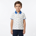 Boys White Pique Polo Shirt with Colorful Scooters (BG-000409)