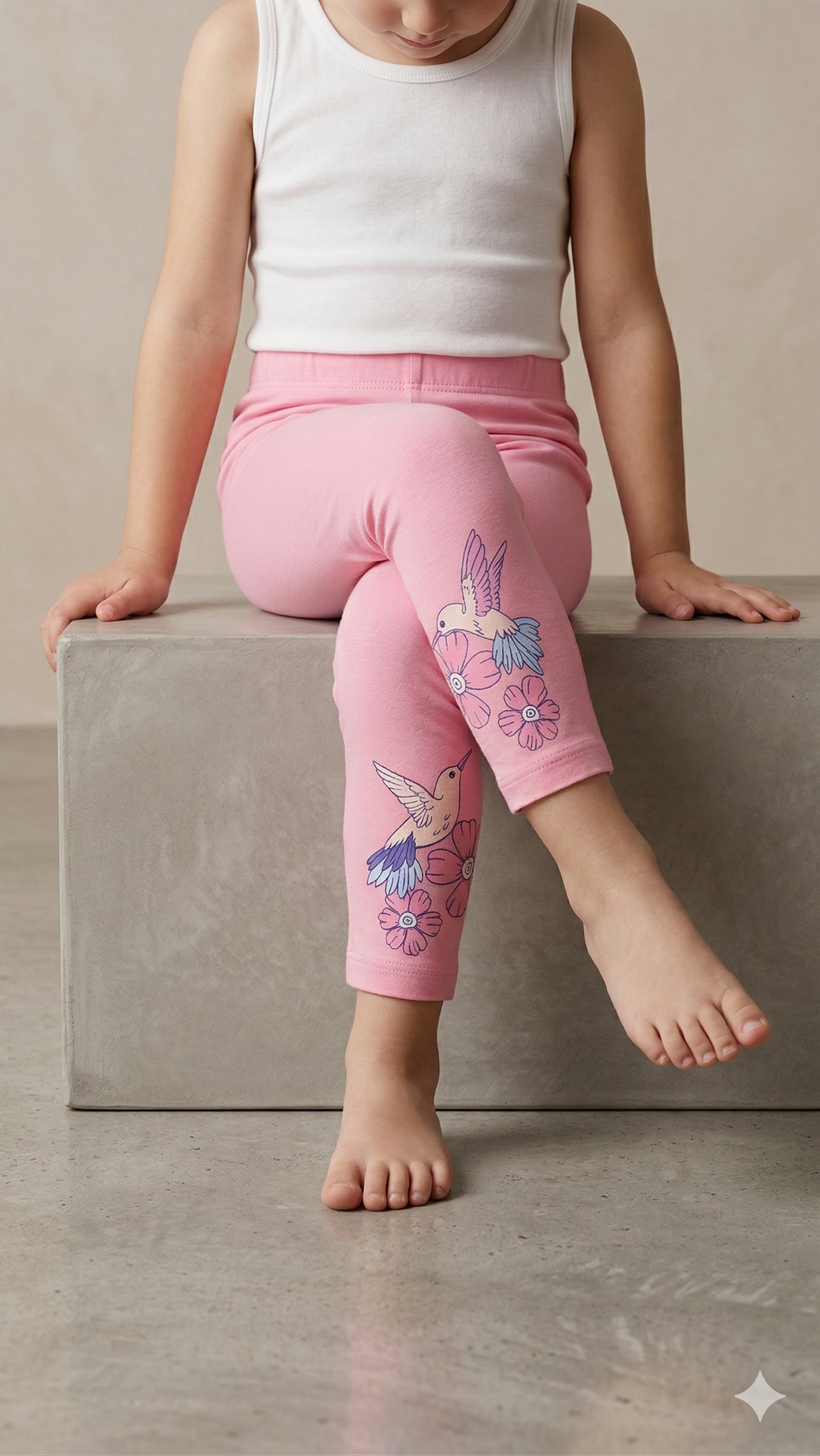 Hummingbird Floral Pink Leggings (BG-000515)