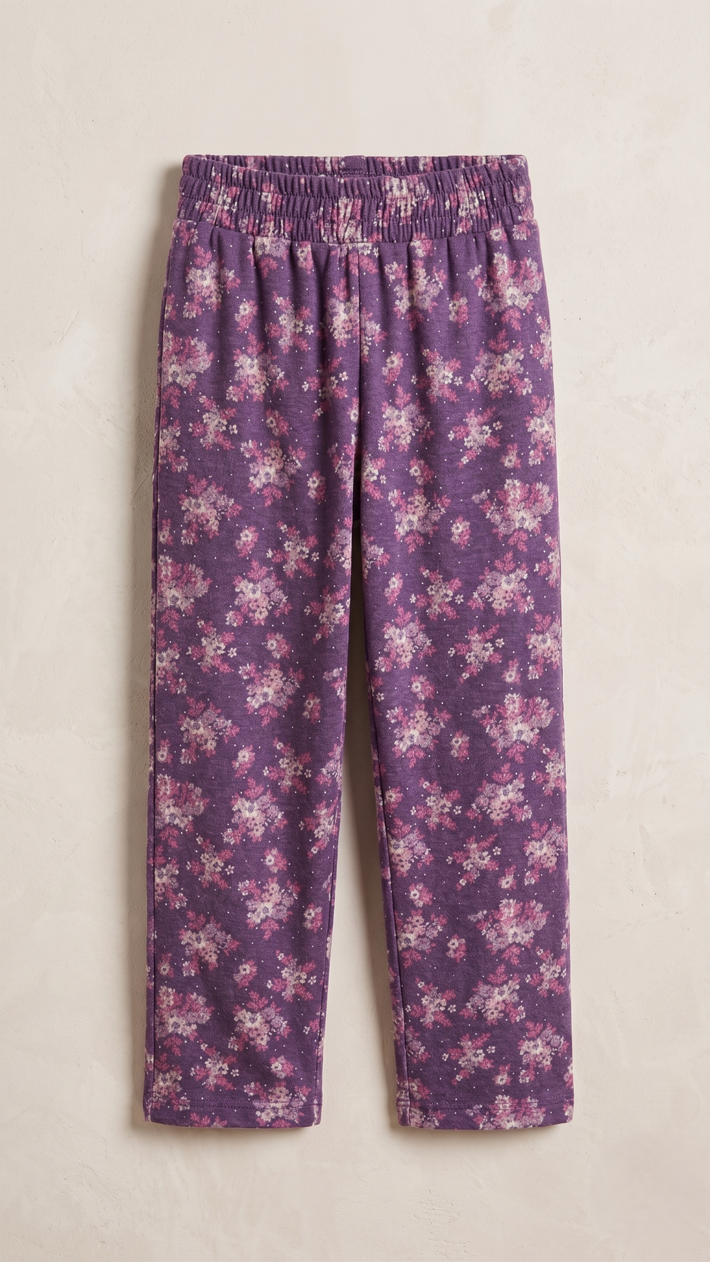 Purple Ditsy Floral Girls' Wide-Leg Trouser (BG-000618)