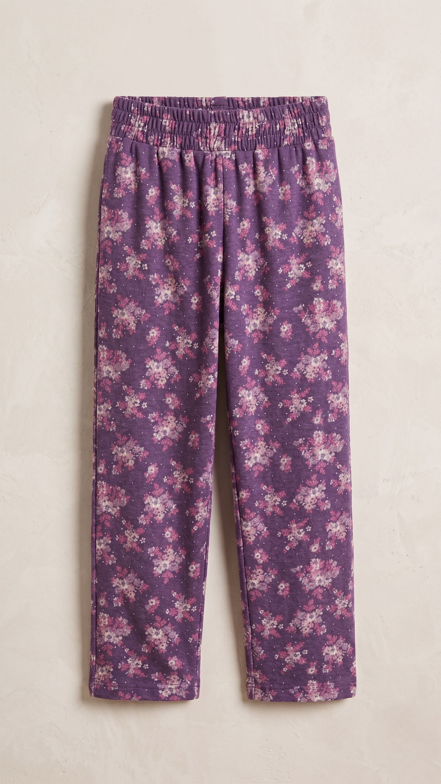 Purple Ditsy Floral Girls' Wide-Leg Trouser (BG-000618)