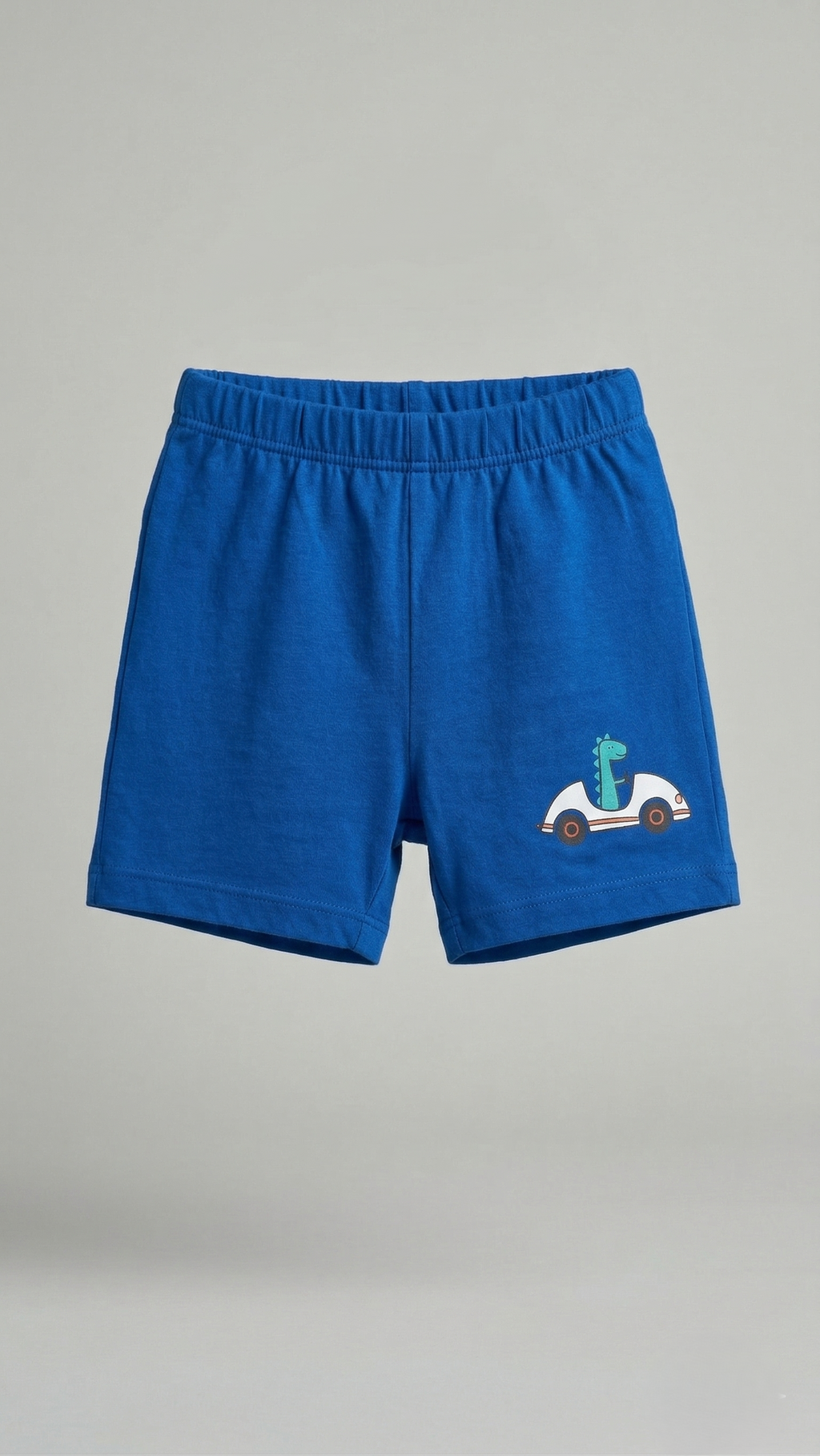 Boys Blue Dino Racing Car Jersey Shorts -  (BG-000494)