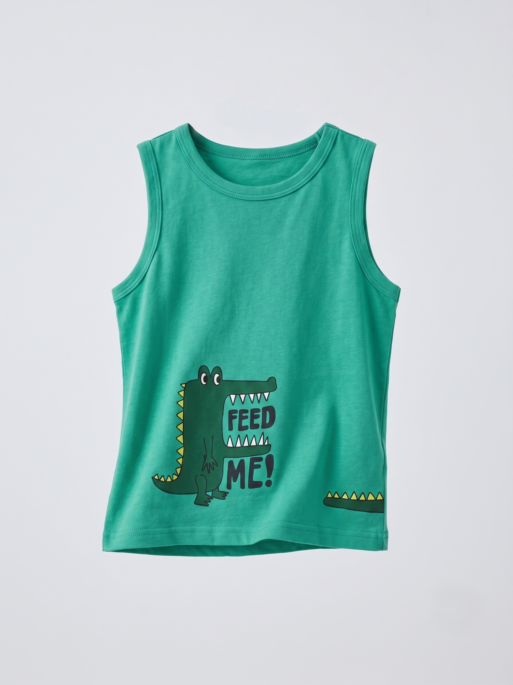Boys' "Feed Me!" Crocodile Graphic Tank Top - Green (BG-000757)