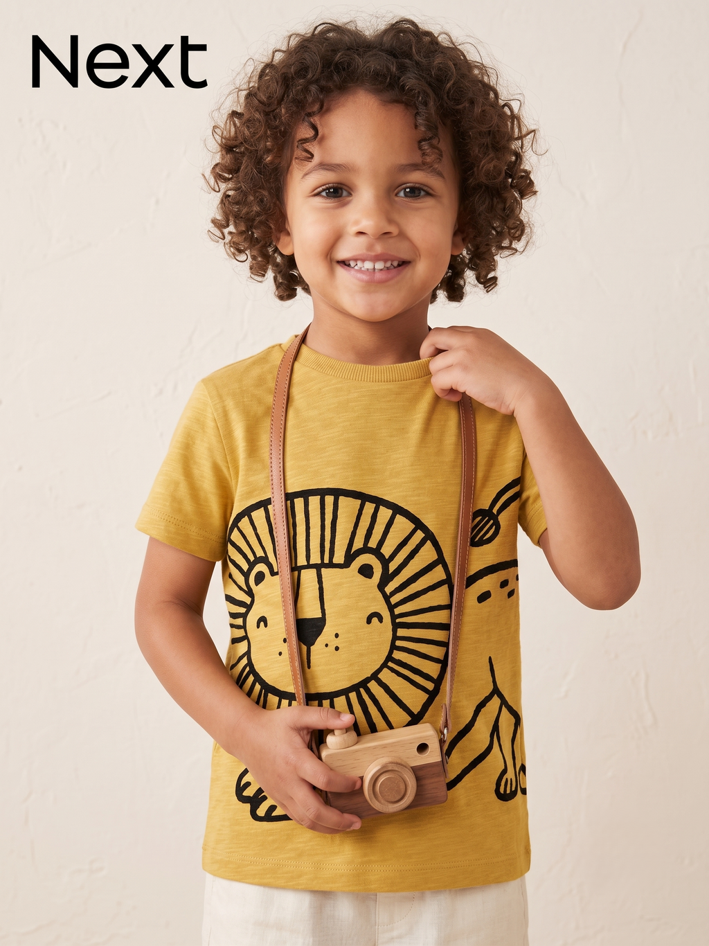 Next Boys' Lion Line Art Graphic T-Shirt - Mustard Yellow (BG-000759)
