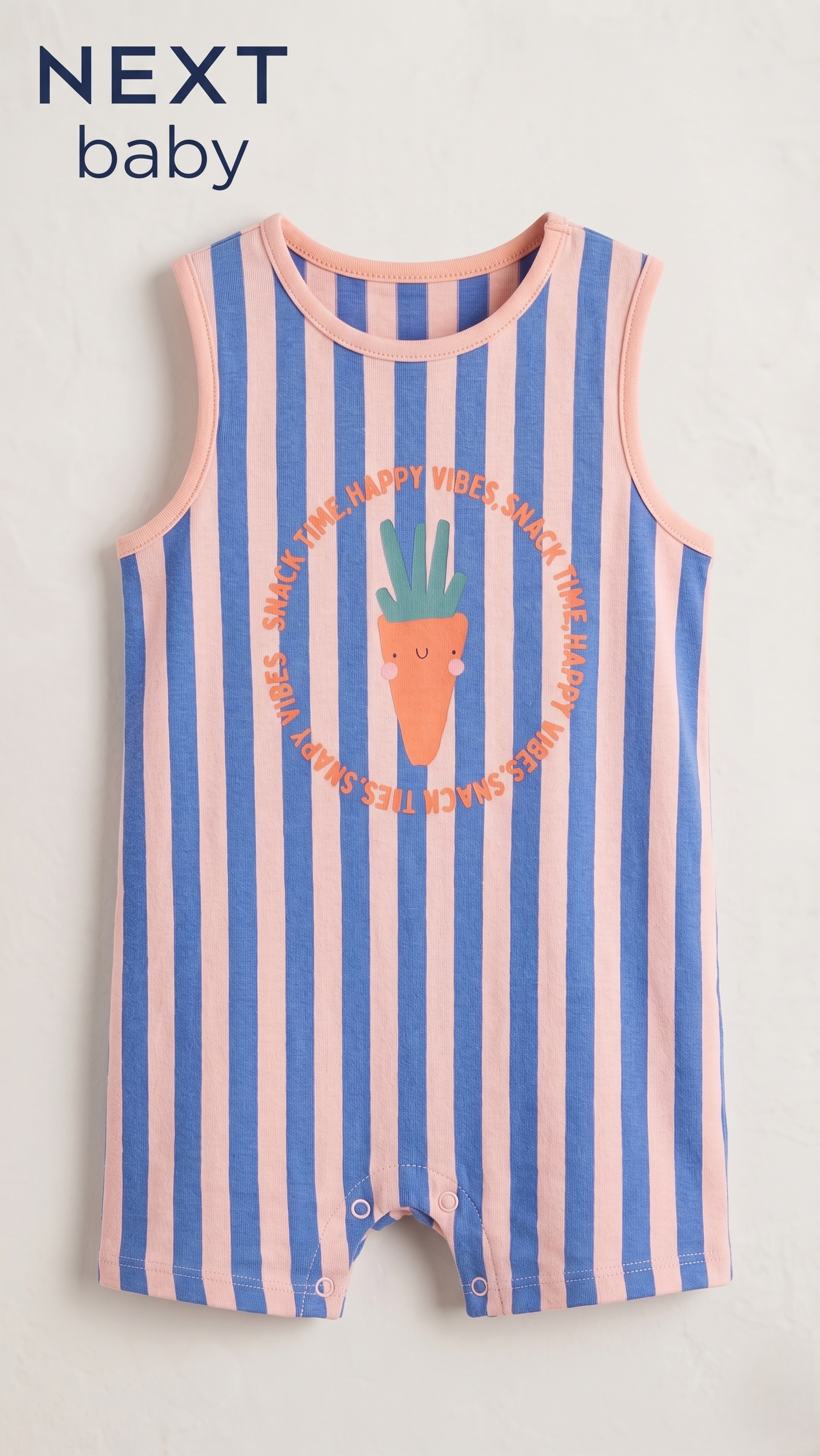 Next Baby Vibrant Pink & Blue Striped Sleeveless Romper (BG-000586)