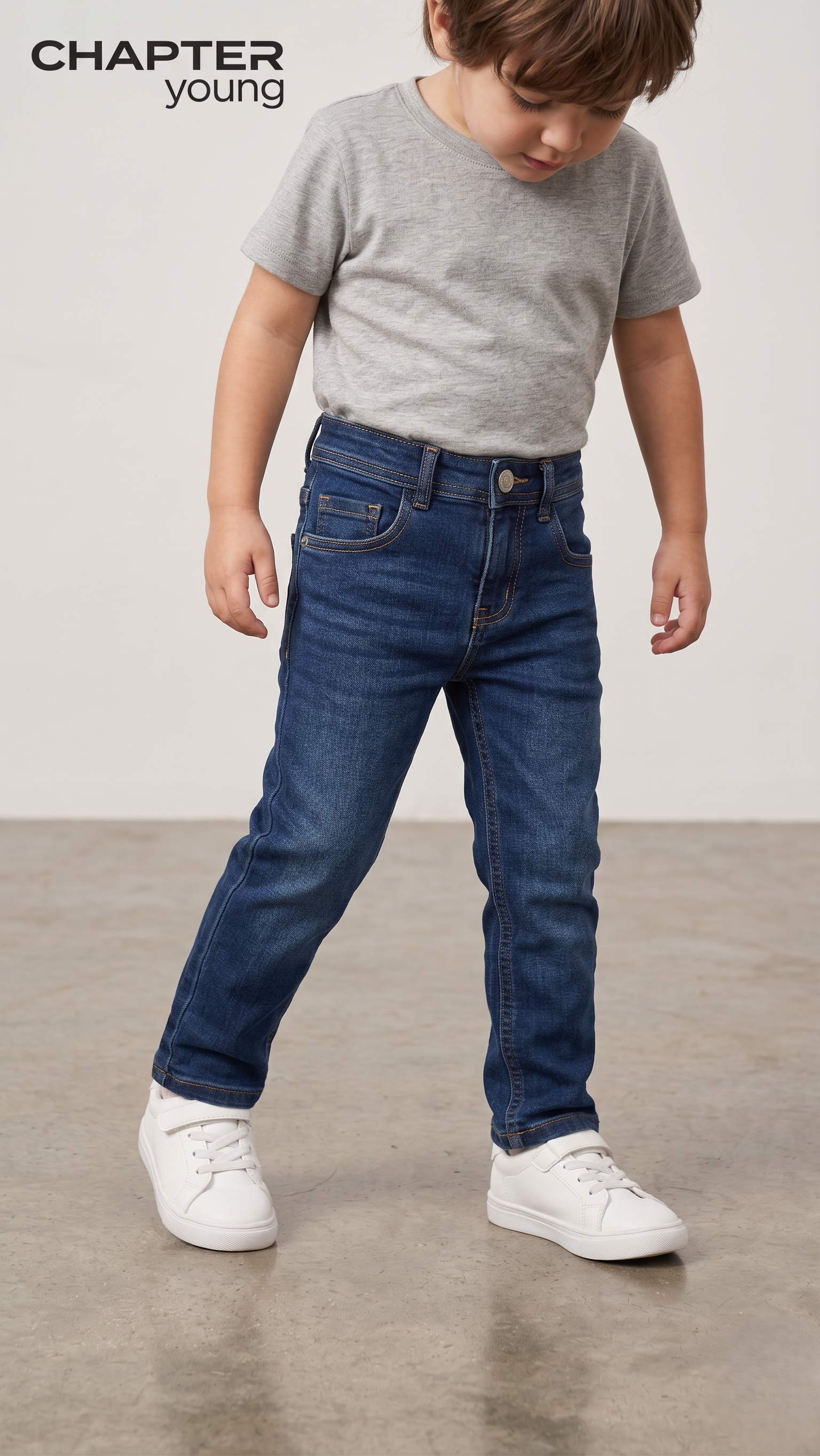 Mid Blue Boys' Slim Fit Jeans (BG-000681)