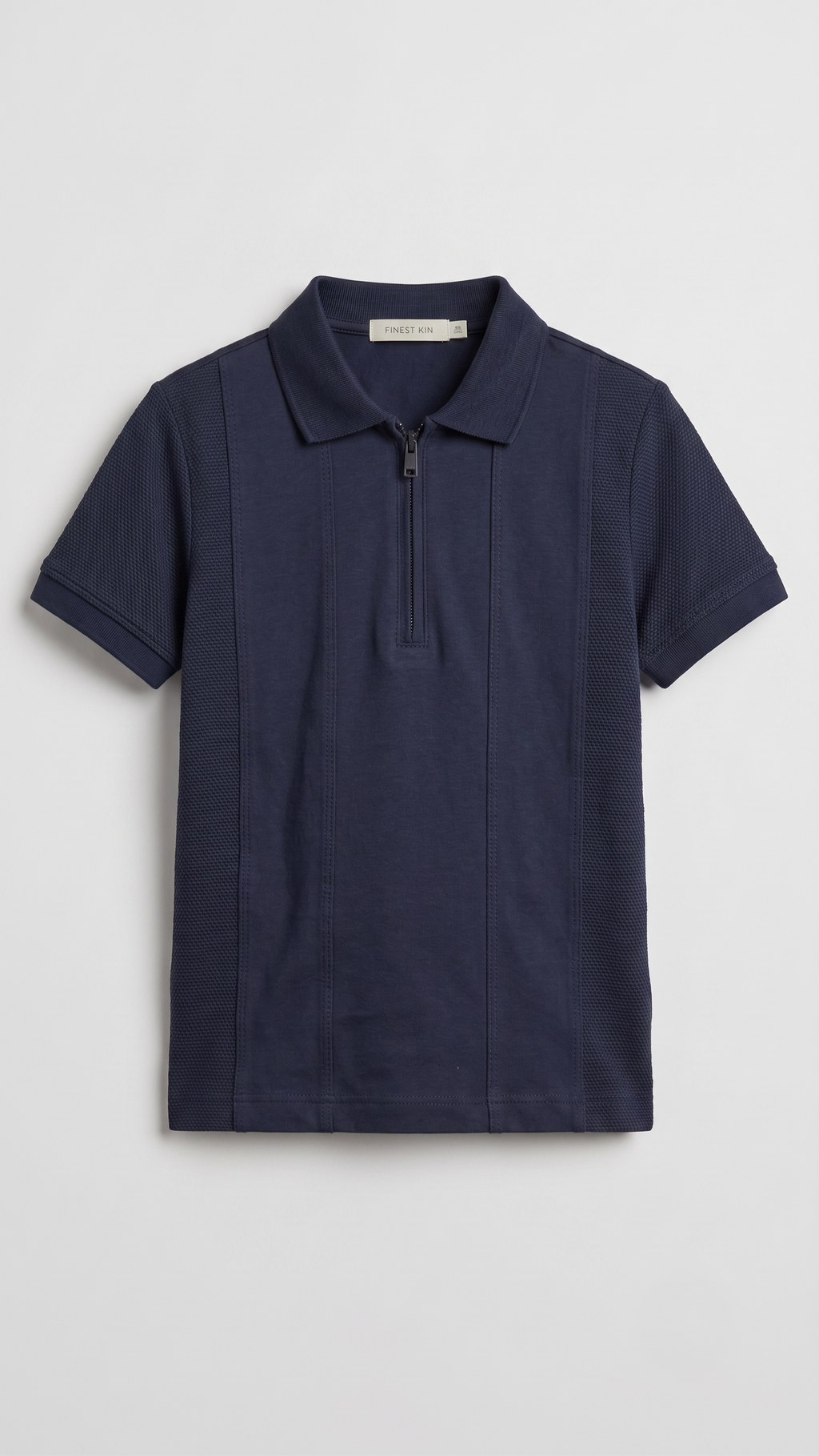 NAVY BLUE KNITTED POLO HALF ZIPPER (BG-000841)