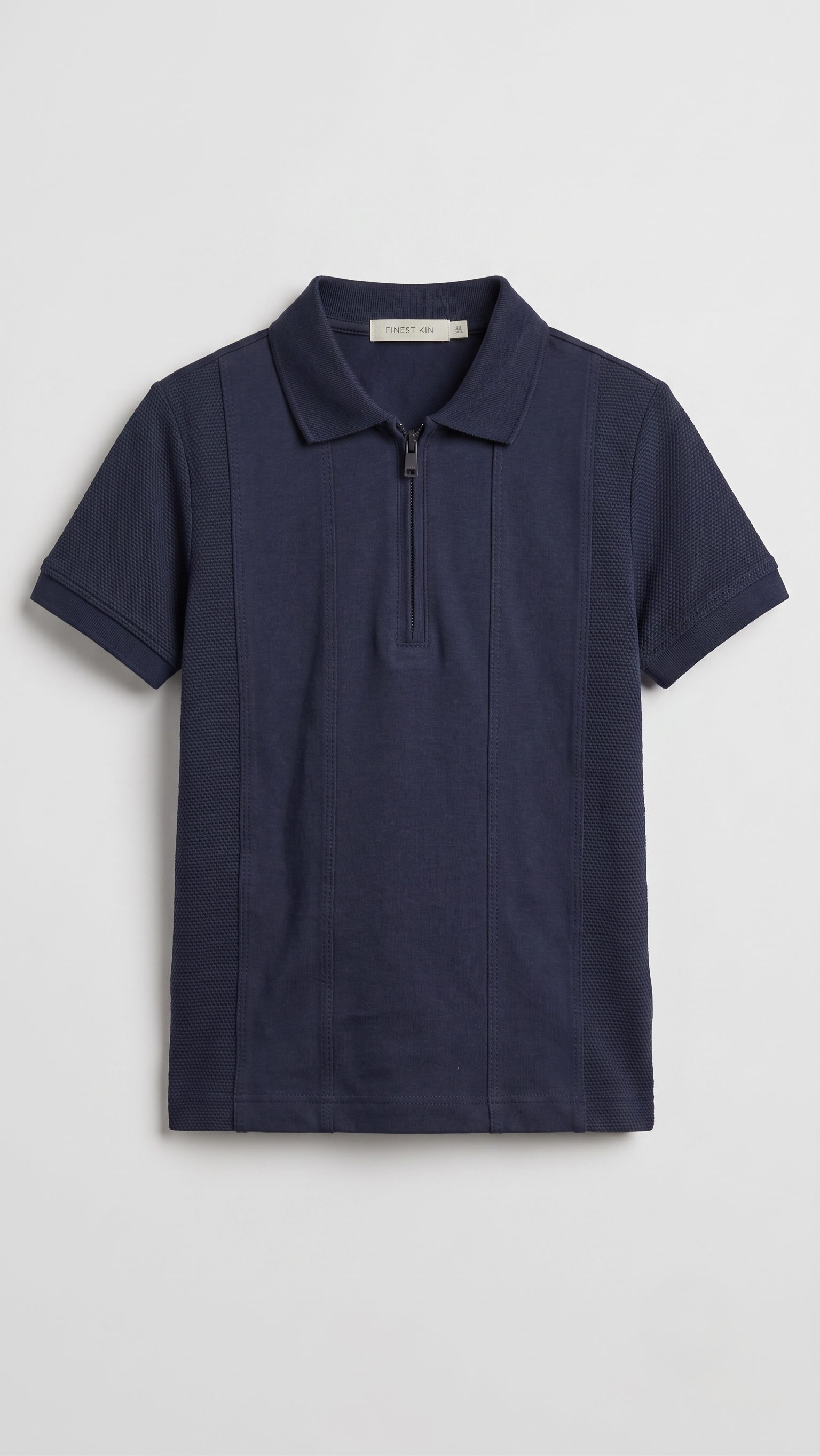 NAVY BLUE KNITTED POLO HALF ZIPPER (BG-000841)