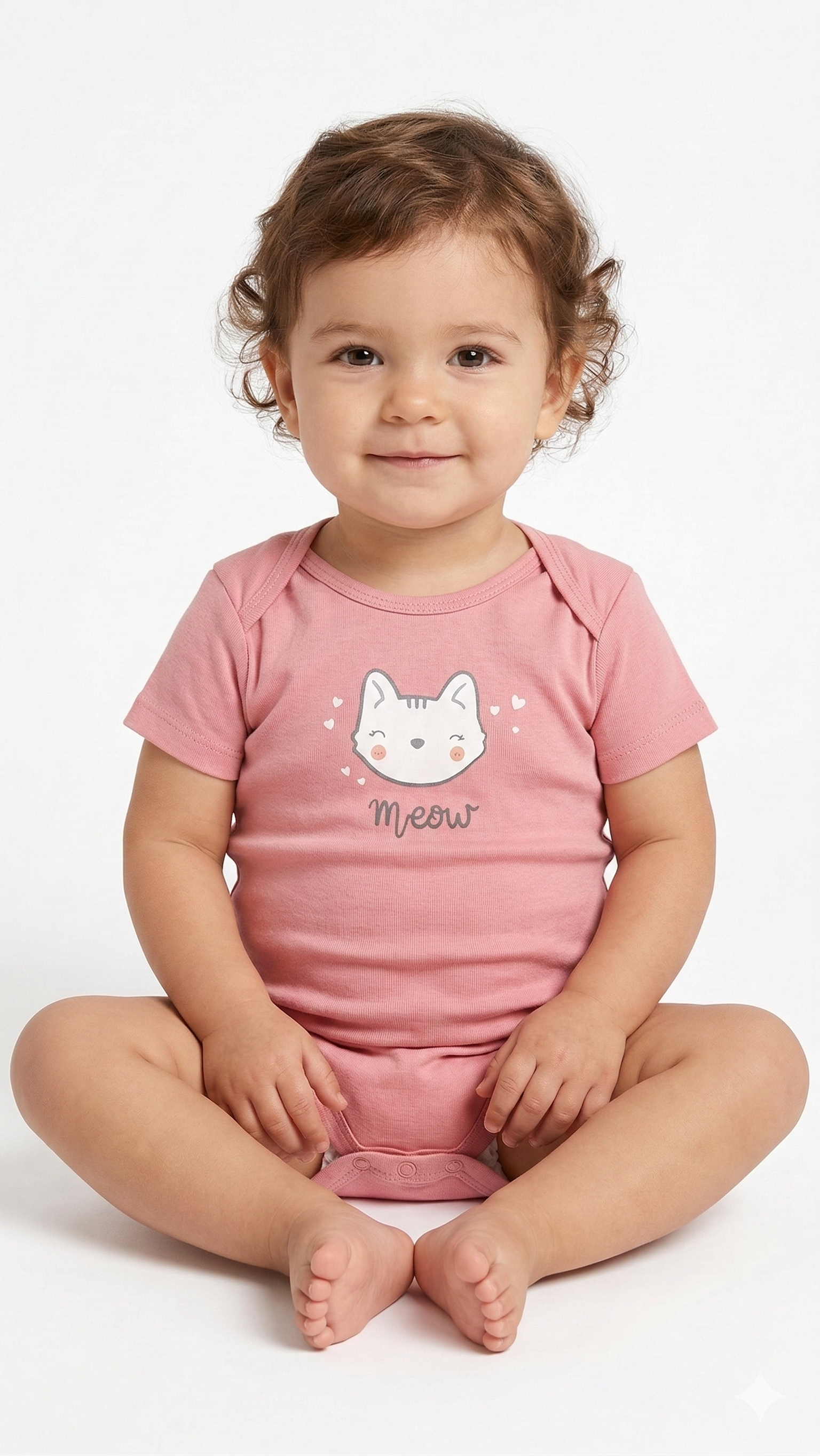 Pink Cat Face Printed Bodysuit (BG-000416)