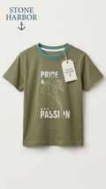 Stone Harbor Boys' "Pride & Passion" Football Graphic T-Shirt - Olive Green (BG-000848)