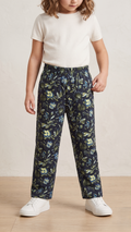 Navy Tropical Floral Girls' Wide-Leg Trouser (BG-000617)
