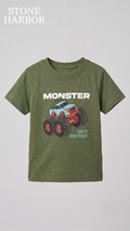 Stone Harbor Boys' Monster Truck "King of Road Trucks" Graphic Tee - Green (BG-000847)
