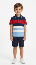 Boys Colorblock Striped Polo Shirt (BG-000410)