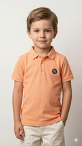 peach polo with chest A    BG-000477