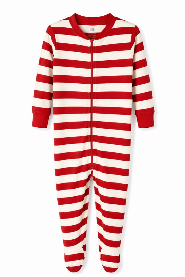 Red & White Lining Romper