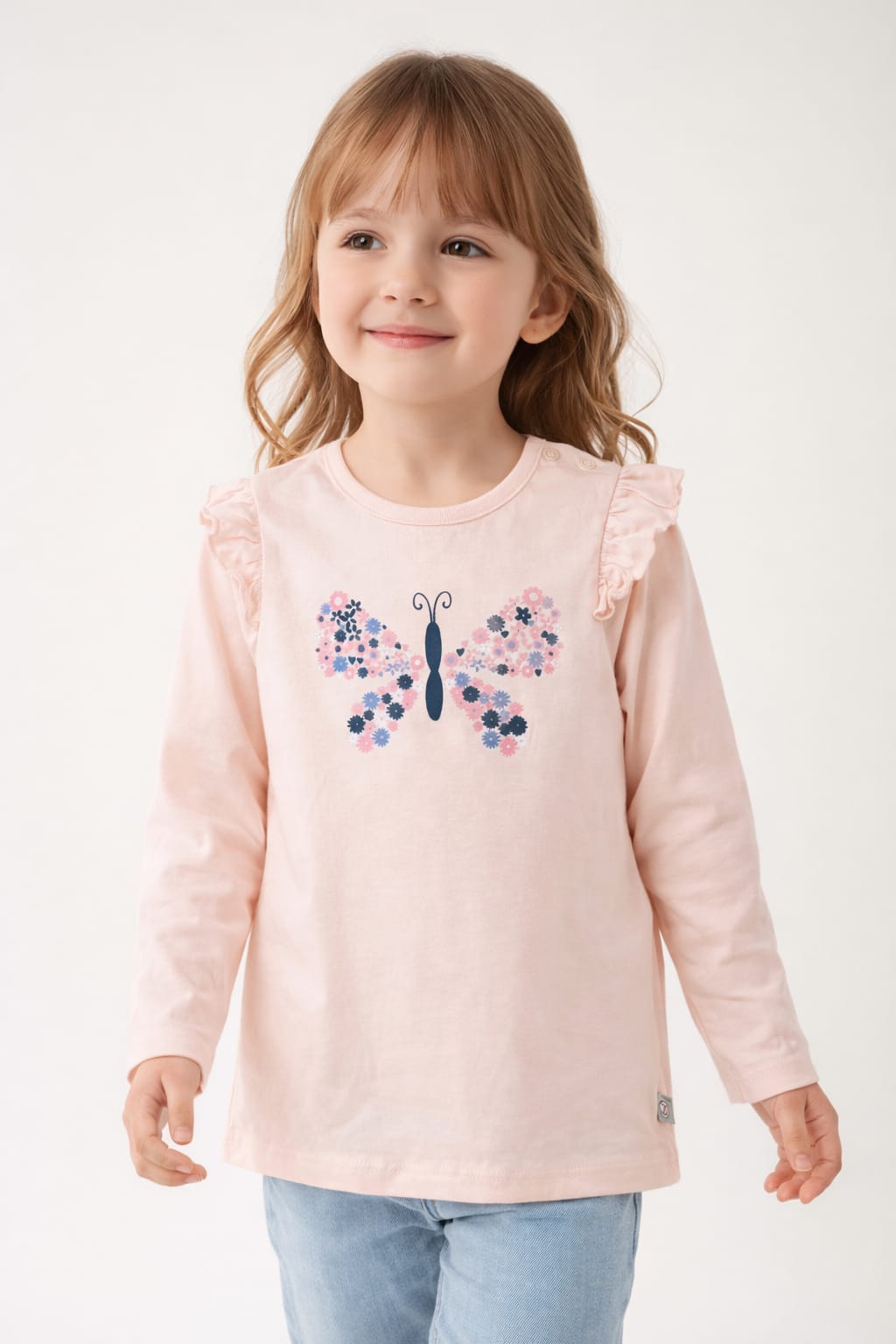 Long Sleeve Shirt with Butterfly Graphic
