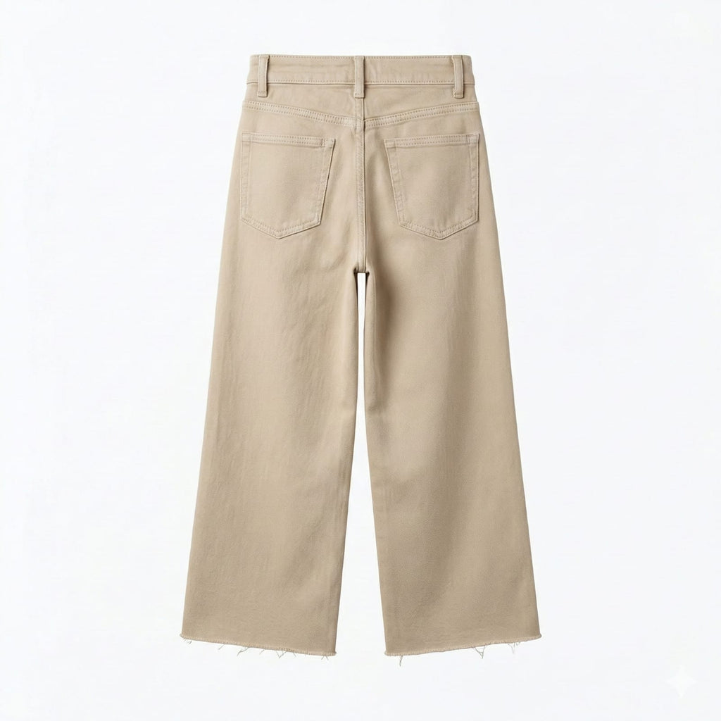 Cropped Wide Leg Jeans in Beige Light Color (BG-000192)