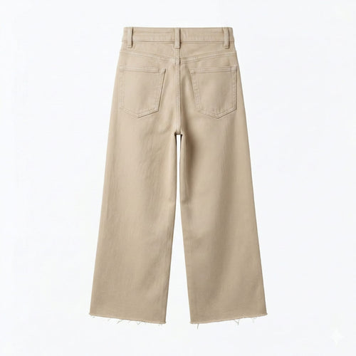Cropped Wide Leg Jeans in Beige Light Color (BG-000192)