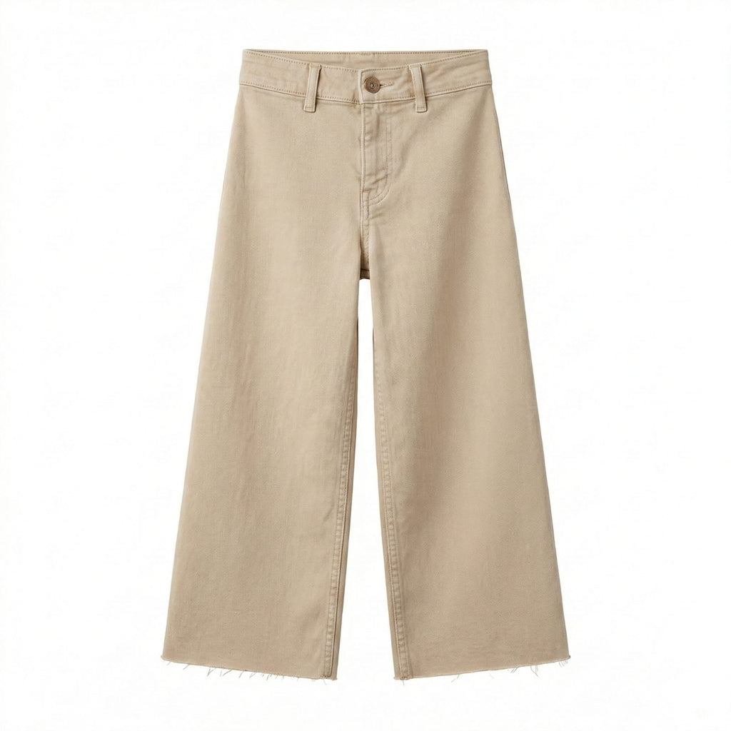 Cropped Wide Leg Jeans in Beige Light Color (BG-000192)
