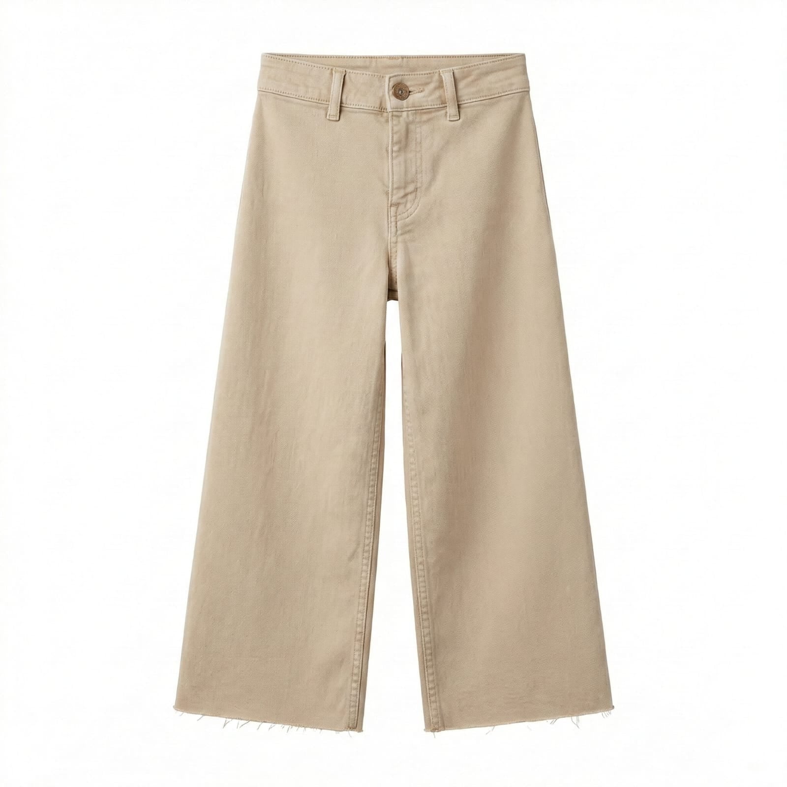 Cropped Wide Leg Jeans in Beige Light Color