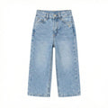 Girls Wide Leg Jeans with Frayed Hems Bleached Denim (BG-000191)