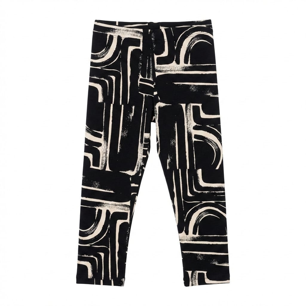 Black & Beige Pattern Printed Legging