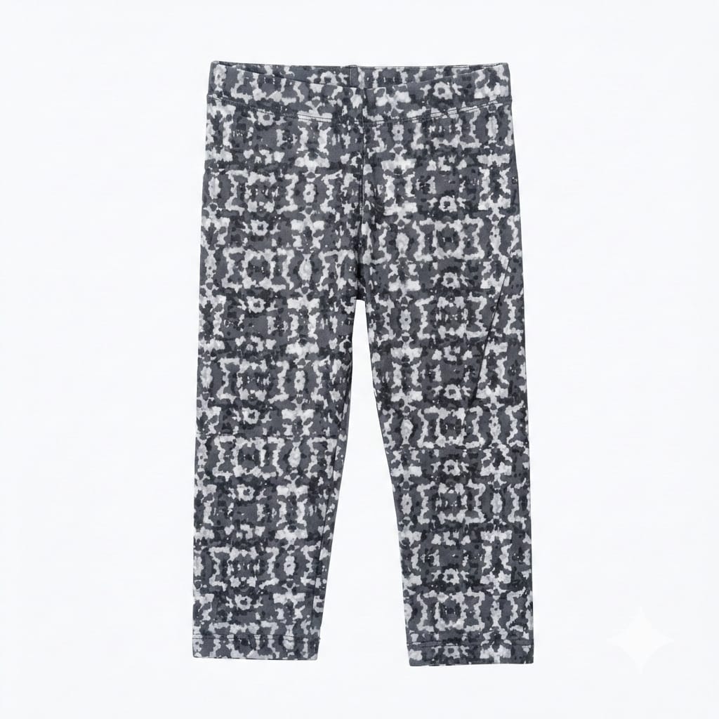 Grey & White Geometric Pattern Legging