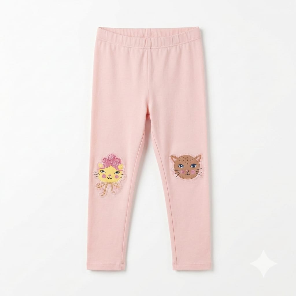 Lindex Pink Legging with Cat Knee Patches