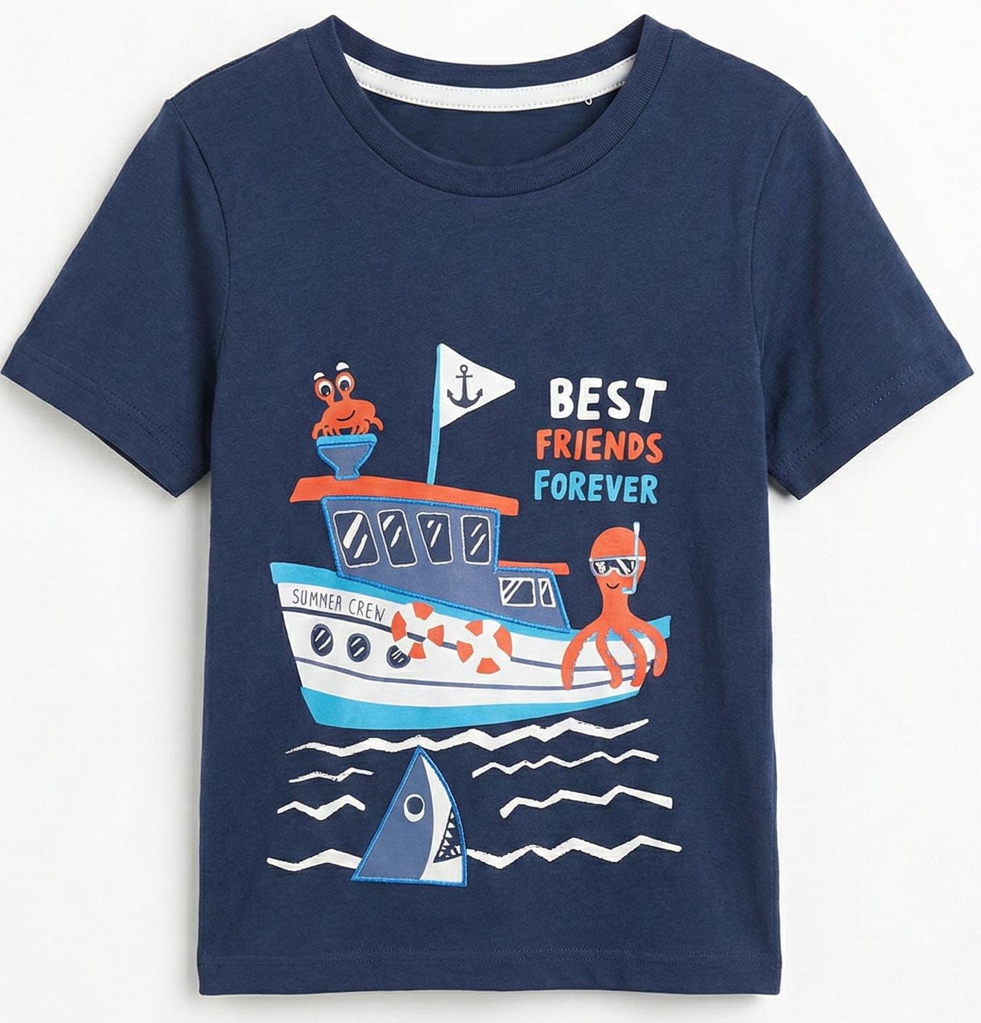 Boys T-shirt with Boat, Octopus & Shark Fin (BG-000340)
