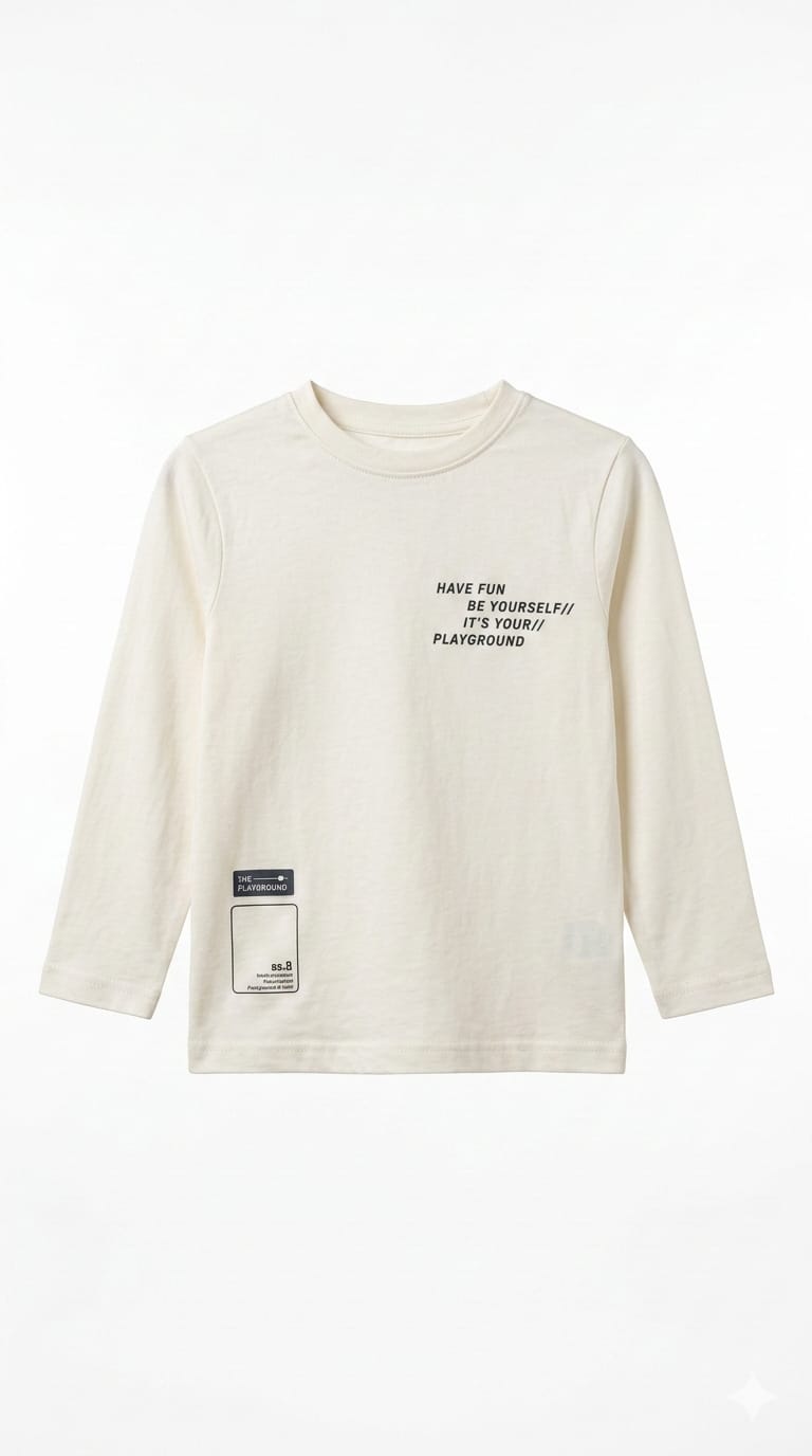 Boys White Printed Long Sleeve Shirt (BG-000358)