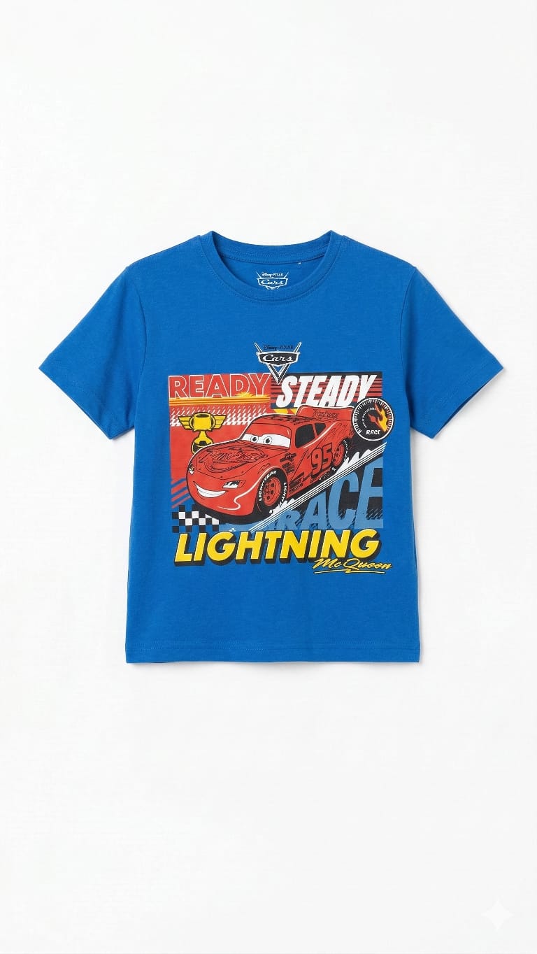 Blue Graphic T-shirt with Ready Steady Lightning (BG-000348)
