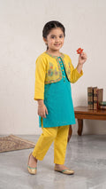 BREAK OUT OCEAN BLUE AND YELLOW KURTI 3 PC (BG-000814)