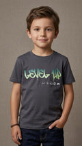 Boys' "Level Up" Graffiti Gamer Graphic T-Shirt - Charcoal Grey (BG-000481)