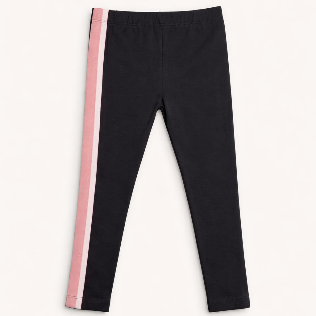 Black Legging with Pink & White Side Stripes (BG-000241)