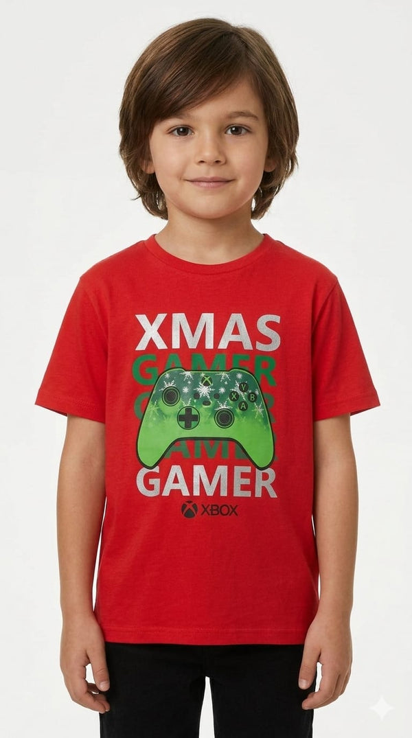Boys Xbox Red Christmas Gamer T-shirt (BG-000346)