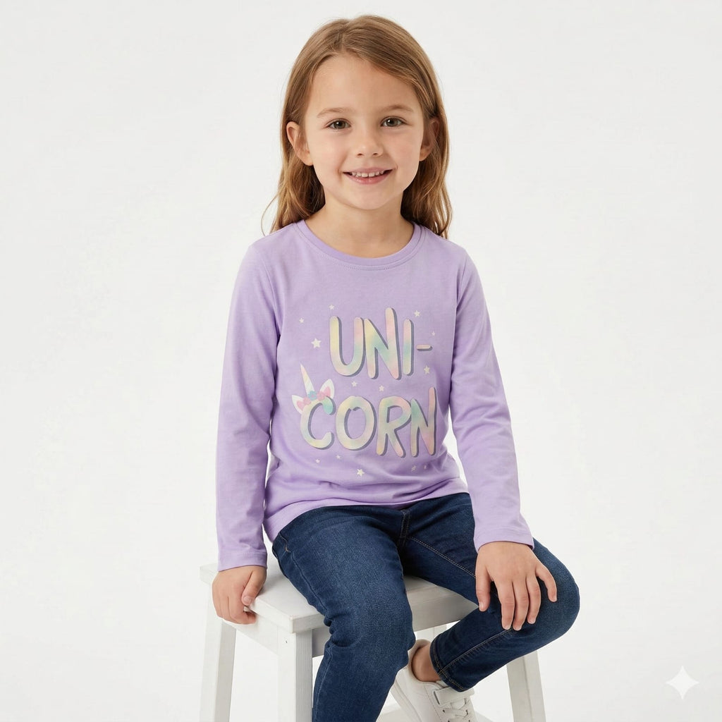 Purple Unicorn with Stars Printed Long sleeve (BG-000301)
