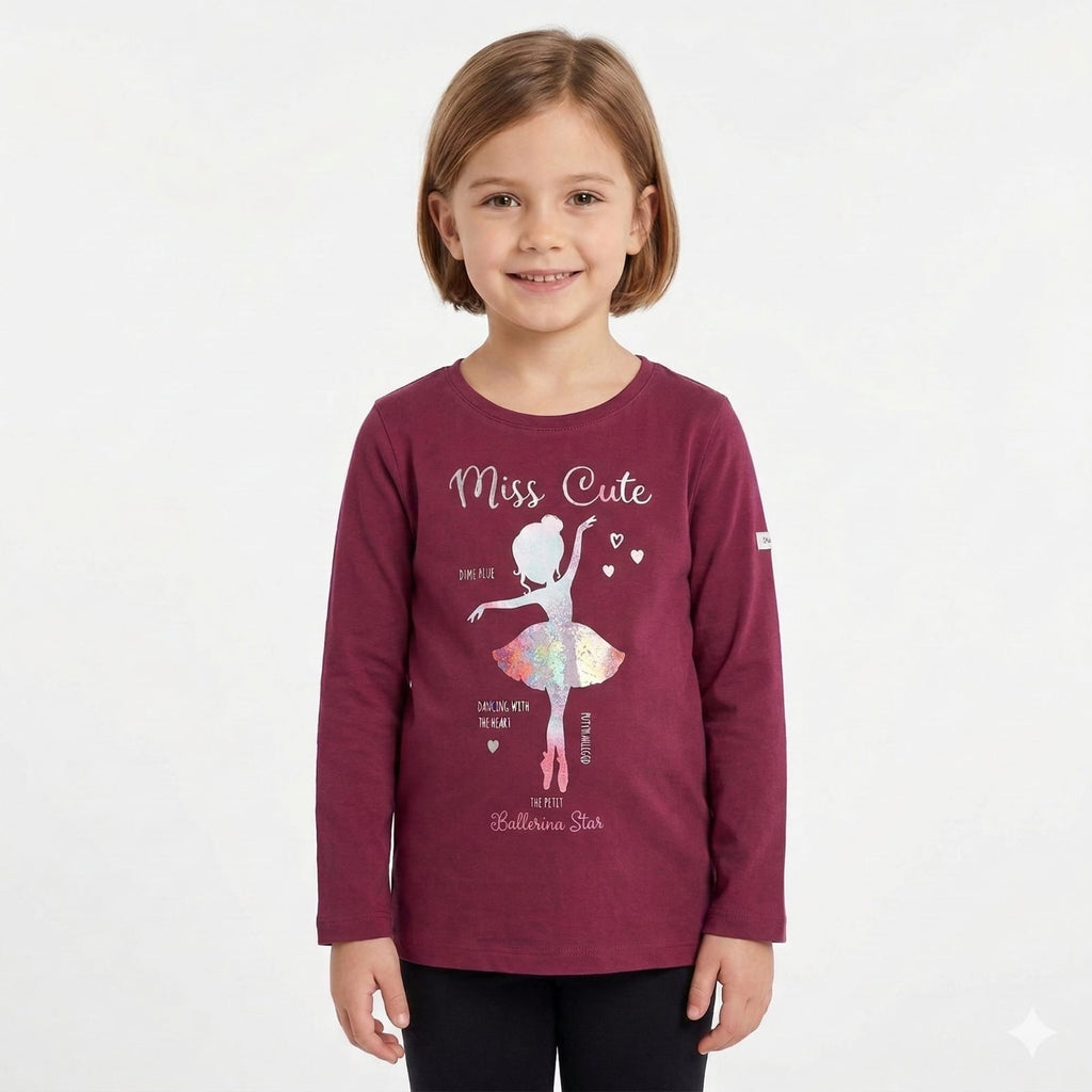 Dark Purple Long Sleeved shirt with Glittery Dancer Graphic (BG-000308)