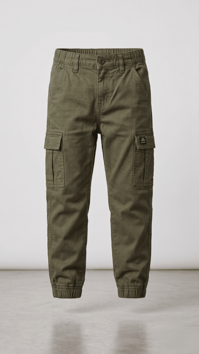 Army Green Cargo Jogger Pant (BG-000370) - boys pants