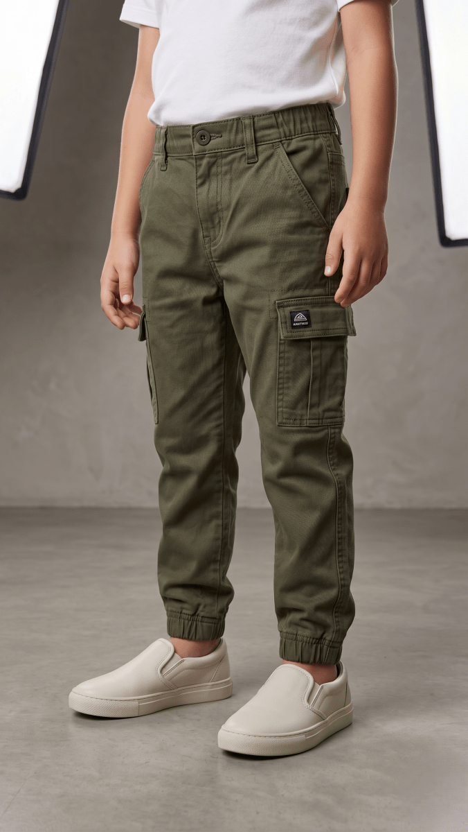 Army Green Cargo Jogger Pant (BG-000370) - boys pants