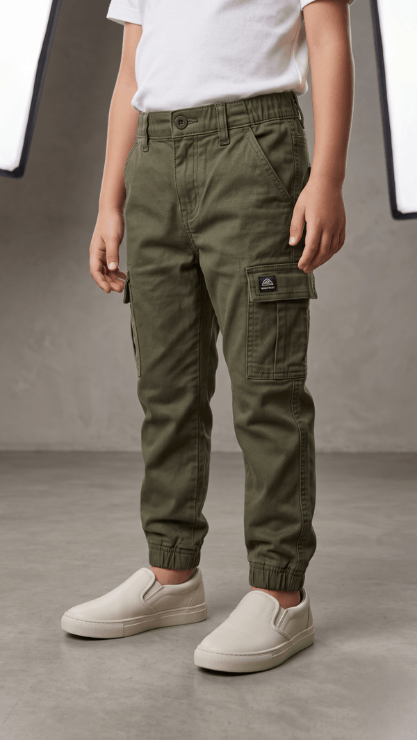 Army Green Cargo Jogger Pant (BG-000370) - boys pants
