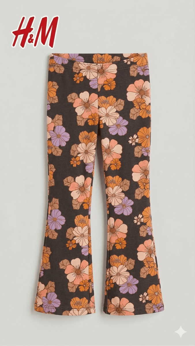 Autumn Bloom Flare Leggings (BG-000517) - girl tights
